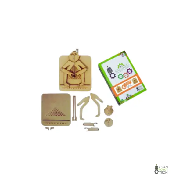 ATT pr gallery Complete DIY addition teaching tool kit by Green Robot Tech, including unassembled wooden parts, a slider system, and eco-friendly packaging for STEAM learning
