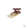 Fully assembled wooden hydraulic lift model alongside Green Robot Tech’s educational and eco-friendly packaging